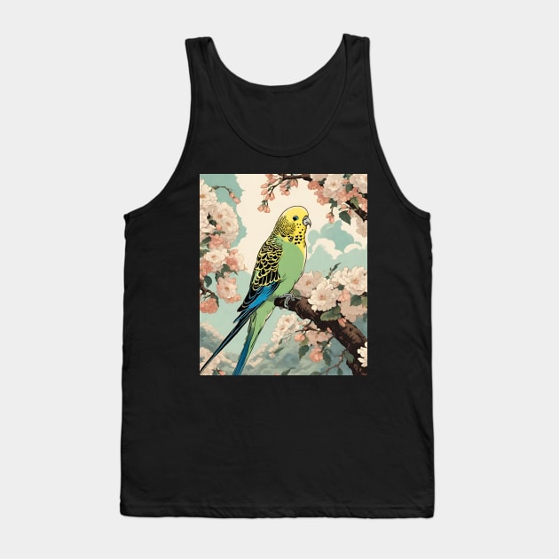 Cute Parakeet Staring in Vintage Retro Japan Parakeet Bird Dad Parrot Owner Tank Top by wigobun